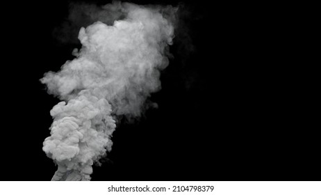 grey defilement smoke emission from explosion on black, isolated - industrial 3D rendering