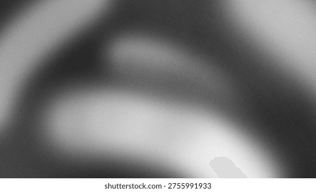 Grey Gradient Background with Grainy Noise Texture. Blurry Background with leak effect. Greyscale Smooth Shapes for Poster and Banner. Monochrome Noisy Subtle Abstract Shape for Backdrop.