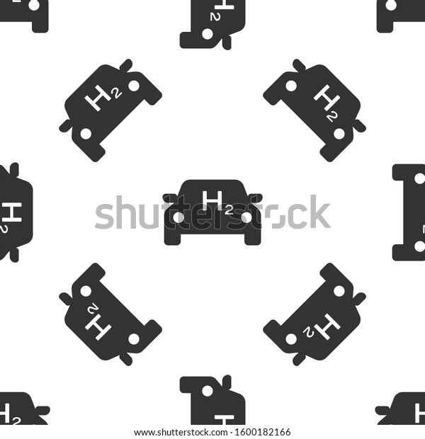 Grey Hydrogen car icon isolated seamless\
pattern on white background. H2 station sign. Hydrogen fuel cell\
car eco environment friendly zero emission.\
