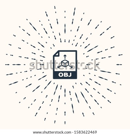 Grey OBJ file document. Download obj button icon isolated on beige background. OBJ file symbol. Abstract circle random dots. 