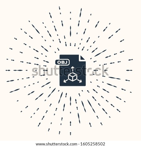 Grey OBJ file document. Download obj button icon isolated on beige background. OBJ file symbol. Abstract circle random dots. 