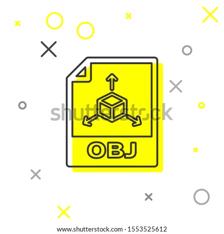 Grey OBJ file document icon. Download obj button line icon isolated on white background. OBJ file symbol