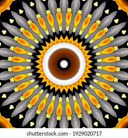 Grey Orange Brown White And Black Kaleidoscope Portrait