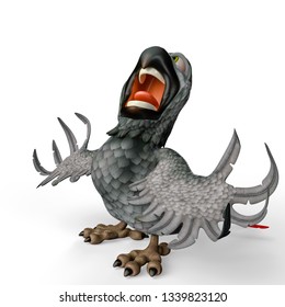 Grey Parrot Cartoon Shouting, 3d Illustration