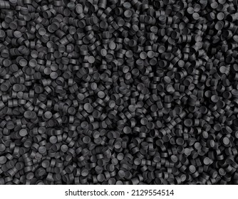 Grey Plastic Pellets Background Top View Close-up Plastic Granules Polymer Black Plastic Beads Resin Polymer Pallet Petrochemical 3d Illustration 