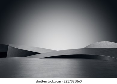 Grey shades abstract stage or podium with place for your product presentation on blank wall background with backlit. 3D rendering, mockup - Powered by Shutterstock