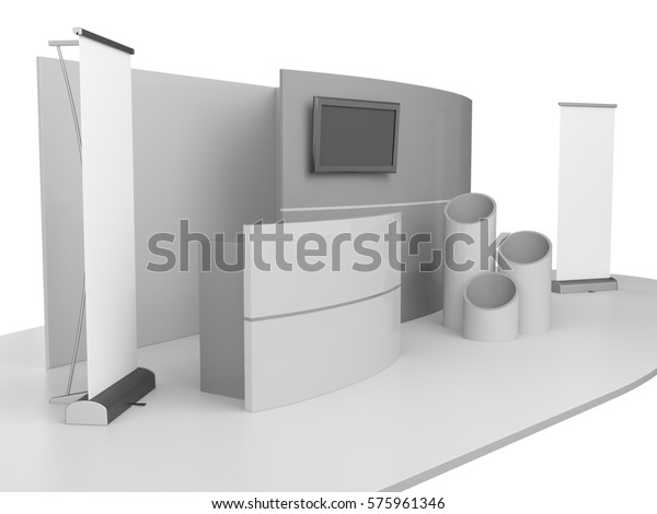 Download Grey Stand Booth Stall Mockup Template Stock Illustration 575961346