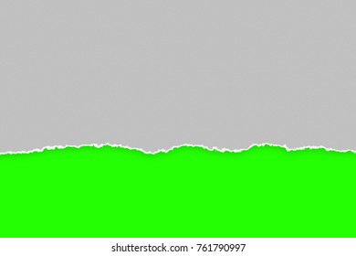 Grey Torn Paper Effect On Chroma Key Green Screen