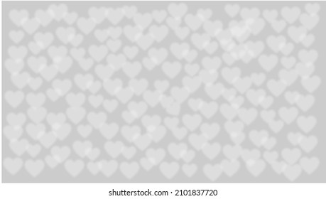 Grey and white background of transparent blurred hearts overlapping each other on darker grey background. Valentine's day, Mother's day, hearts background. Happy, copy space.