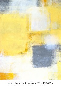 Grey Yellow Abstract Art Painting Stock Illustration 235115917