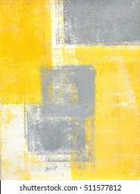 Grey And Yellow Abstract Art Painting