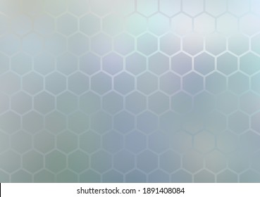 Grid Metal Iridescent Mosaic Background. Interactive Silver Abstract Hexagon Texture. Geometric Pattern.