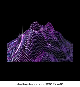 Grid Mountain With Chrome Effect 3d Illustration