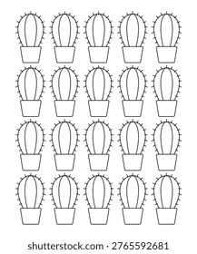 A grid of potted cacti illustrations, simple and modern design for various creative projects and decor