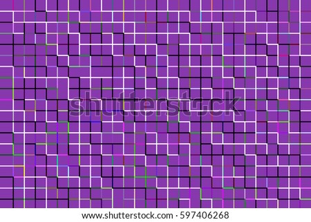 Grid of varicolored rectangles on dark moderate violet for decoration and background with motifs of repetition and variation
