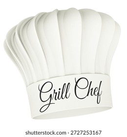 Grill Chef white chef hat. 3D rendering isolated on white background