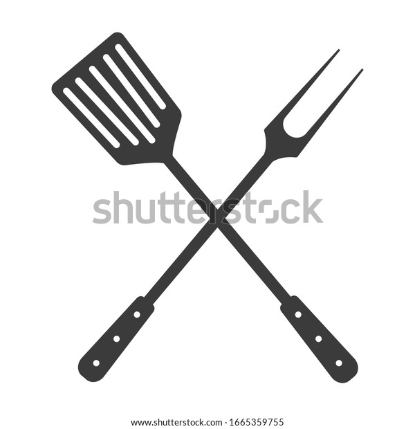 Grill Tools Icon Crossed Barbecue Fork Stock Illustration 1665359755