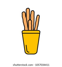 Grissini Color Icon. Breadsticks. Salty Sticks. Isolated Raster Illustration