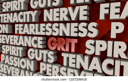 Grit Passion Persistence Spirit Guts Tenacity Words 3d Render Illustration