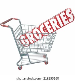 Groceries Word Red 3d Letters Grocery Stock Illustration 219255160