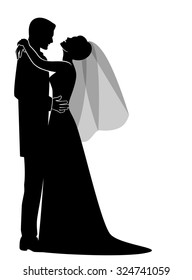 Groom Bride Black Silhouettes Isolated On Stock Illustration 324741059 ...