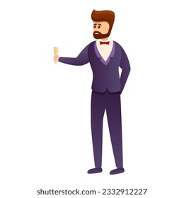 Groom with champagne icon. Cartoon of groom with champagne icon for web design isolated on white background - Powered by Shutterstock