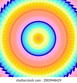 Groovy Boho Hippie Colorful Bright Vibrant Rainbow Stripe Symmetrical Pinwheel Abstract Art