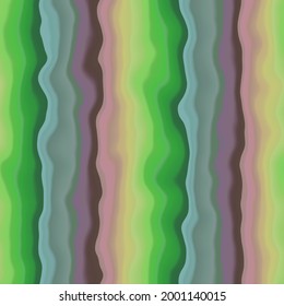 Groovy Boho Hippie Colorful Muted Squiggly Wavy Rainbow Stripes Abstract Digital Seamless Background