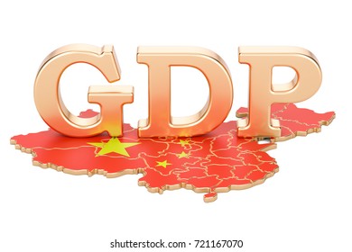 Gross Domestic Product GDP Of China Concept, 3D Rendering Isolated On White Background