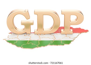 Gross Domestic Product GDP Of Hungary Concept, 3D Rendering Isolated On White Background