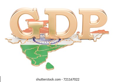 Gross Domestic Product GDP Of India Concept, 3D Rendering Isolated On White Background