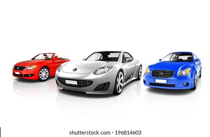 Group Of 3D Elegant Cars 