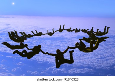 The group of athletes in the sky.