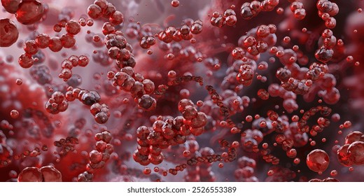Group B Streptococcus bacteria, 3D microscopic image. Bacteria cocci in chains, pathogen GBS bacterium. Serious infections in newborns, infants,pregnant women. Coccus bacterium microbiology science 3D