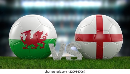group B Wales vs England. 3d illustration.