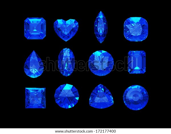 Group Blue Sapphire Shape Clipping Path Stock Illustration 172177400