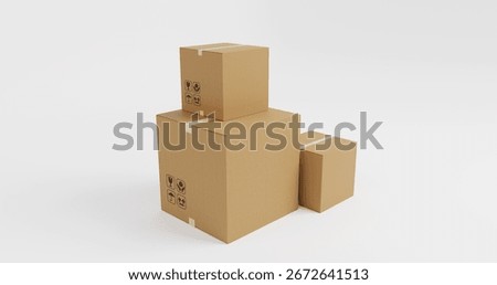 Group of Brown Cardboard Packaging Boxes Stack