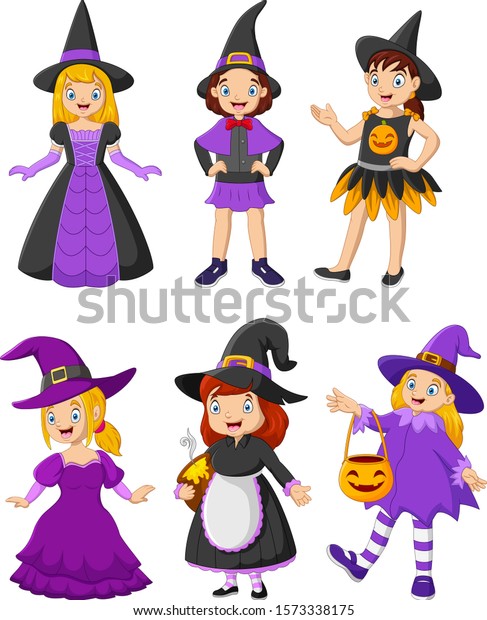 Group Cartoon Kids Wearing Different Costumes Stock Illustration ...