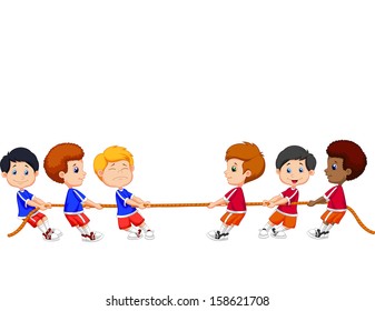 Group Children Playing Tug War Stock Vector (Royalty Free) 158621705 ...