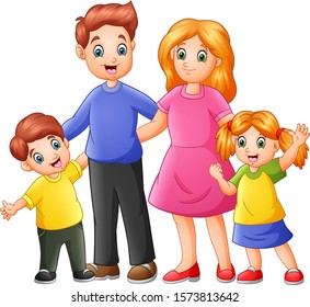 Group Funny Happy Family Cartoon