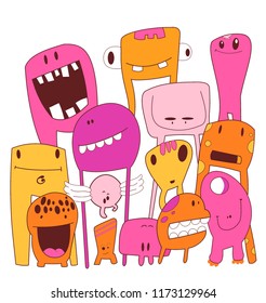 Group funny monsters 