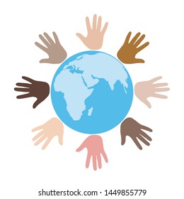 Hands Earth People World Holding Globe Stock Vector (Royalty Free ...