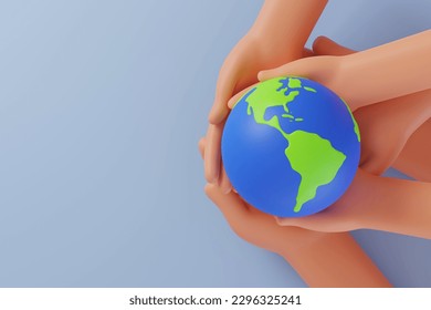 Group of Hands holding earth globe on blue background, International human solidarity day concept, world health day, safe world concept with copy space, 3D render illustration - Powered by Shutterstock