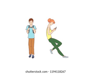 Group Happy Cartoon Teenagers Stock Illustration 1194118267