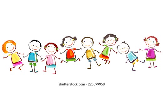 Group Happy Children Playing Stock Vector (Royalty Free) 133089503 ...