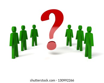 Group of man with a question mark. Concept 3D illustration. - Shutterstock ID 130992266