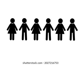 Group Man Woman Six Person Standing Stock Illustration 2027216753 ...