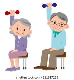 Group Older Mature People Lifting Weights Stock Illustration 111817253 ...