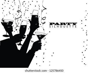 Group Party Toast Silhouette