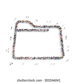 A group of people in the shape of a folder, a flash mob.